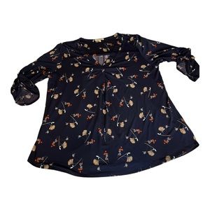 Beacon Navy Blue Women’s Draped Tunic Blouse Top